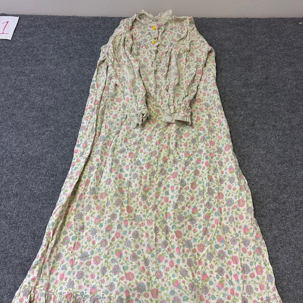 Unbranded Nightgown Womens Size XL Floral Lace Trim Ruffle Long Sleeve Vintage